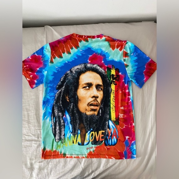 BOB MARLEY "I WANNA LOVE YA" Tie Dye Colourful T-Shirt in Large - Picture 8 of 8